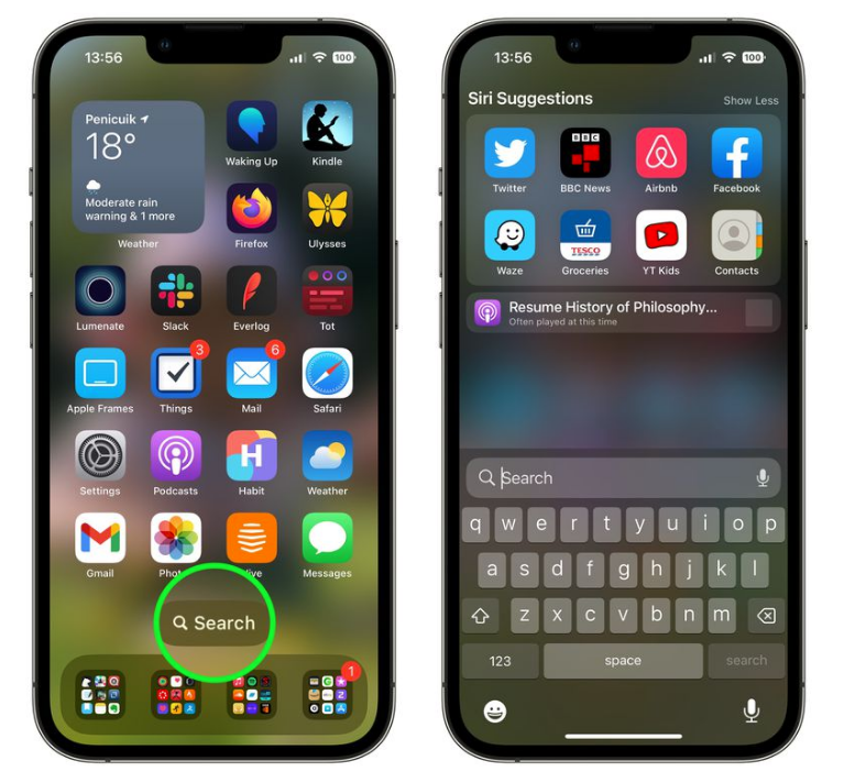 淳安苹果手机维修分享升级到 iOS 16 后，如何删除主屏幕上的搜索按钮 